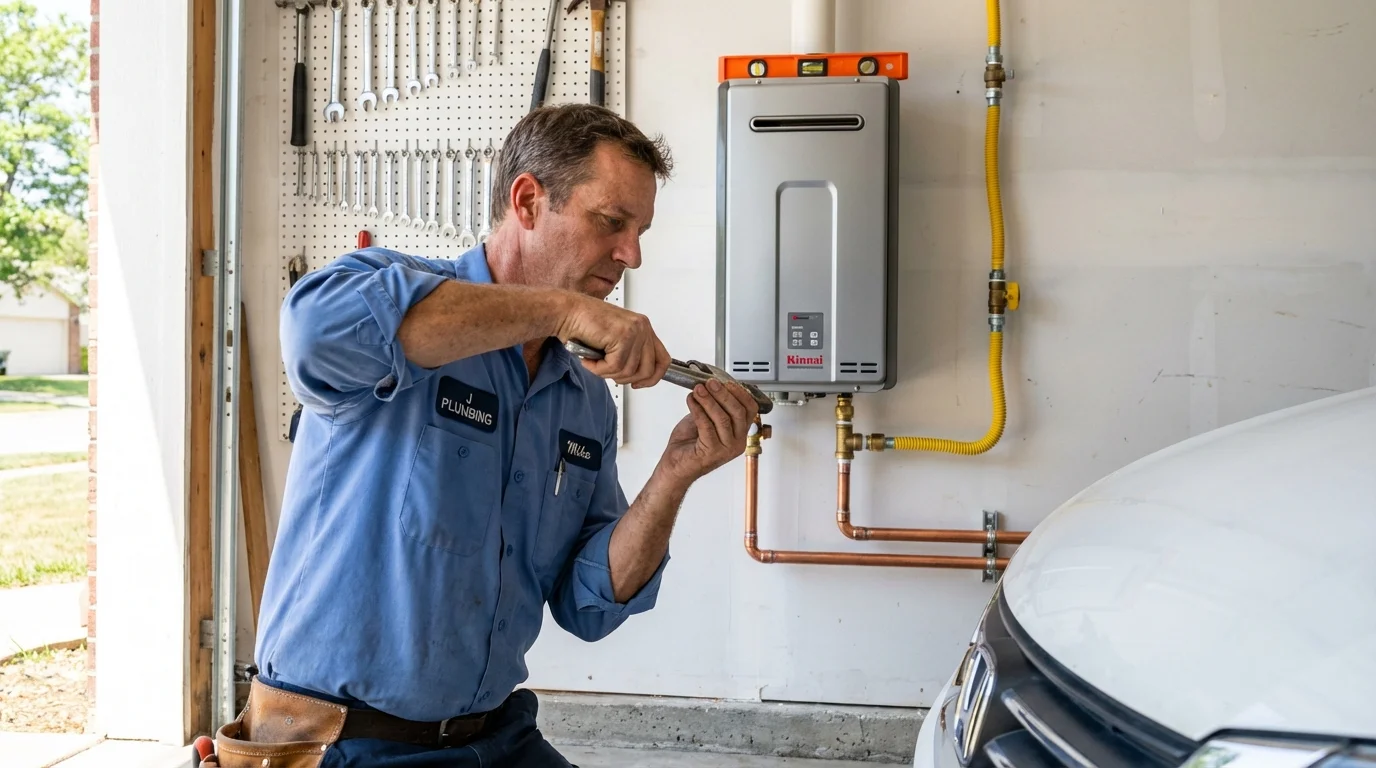 Tankless water heater installation by a Johns Plumbing LLC plumber in Calimesa